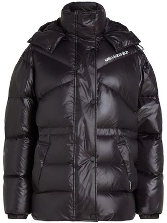 Karl Lagerfeld high-shine puffer jacket - Black