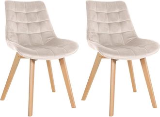 Clp Set de 2 sillas de comedor en terciopelo crema