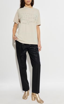 Maison Margiela T-shirt With Logo, Womens, Cream