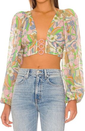 For Love & Lemons Guinevere Crop Top In Green