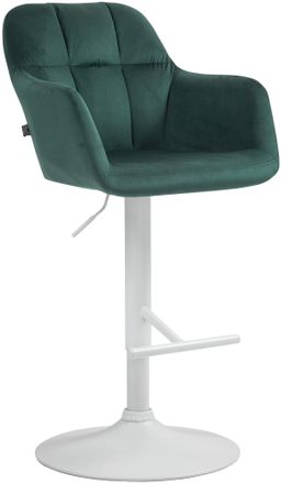 Clp Clp - Taburete De Bar Natoma En Terciopelo Verde Metal Blanco Mate