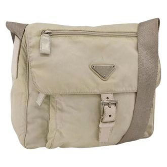 Prada Pre-owned Vintage Nylon Schoudertas - Dames - Pre-owned - Beige - Maat: ONE Size Nylon