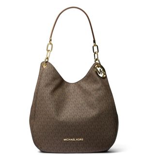 Michael Kors Tassen, Dames, Bruin, ONE Size, Leer, Lillie Grote Logo Schoudertas