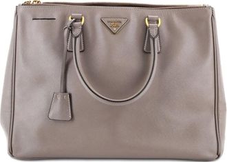 Prada Double Zip Lux Saffiano Leather Large tote bag - Bruin