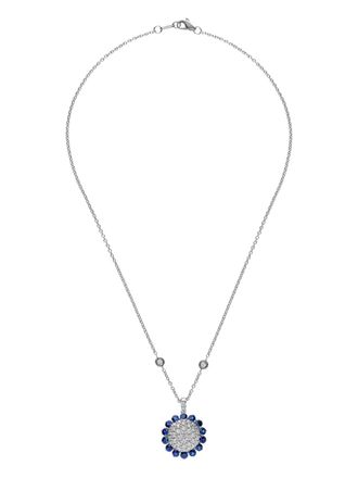 Leo Pizzo 18K white gold Aurora diamond and sapphire necklace - Silver