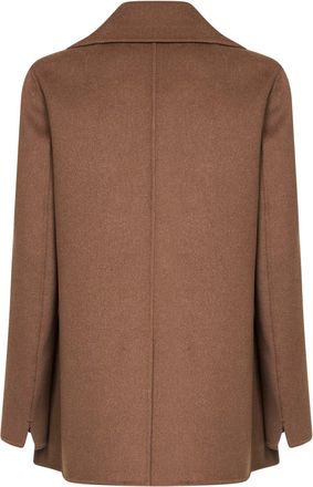 Max Mara Womens Double-Breasted Jacket Camel Virgin Wool Coat