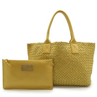Bottega Veneta Intrecciato Yellow Leather Shoulder Bag Tote Bag (Pre-Owned)