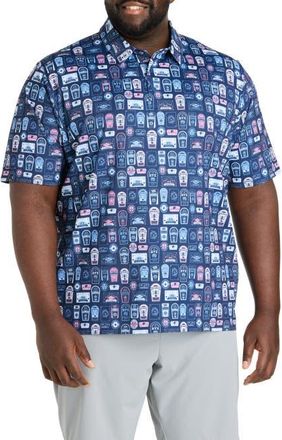 Callaway Big & Tall Whiskey Ace Printed Gold Polo Shirt in Peacoat at Nordstrom, Size Xx-Large