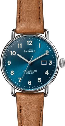 Shinola Canfield Leather Strap Watch, 38mm in Astro Blue at Nordstrom