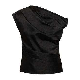 Self Portrait Top de Tafet&aacute;n Fruncido - Blouses & Shirts - Mujer - Negro - S