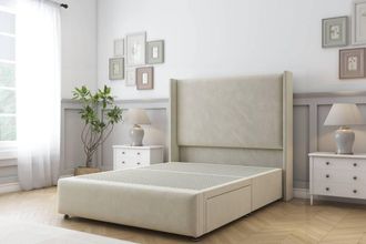 Sloomy Stratford Plush Divan Base 2 Drawers 54 Headboard & 12 Footboard in Cream | Size: Super King