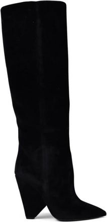 Saint Laurent Niki Boots - Dames - Laarzen met Hak - Zwart - 35 1/2 EU - Su&egrave;de - Schoenen