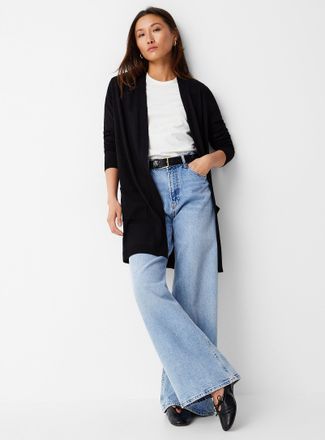 Contemporaine Womens Flowy knit long open Cardigan Sweater