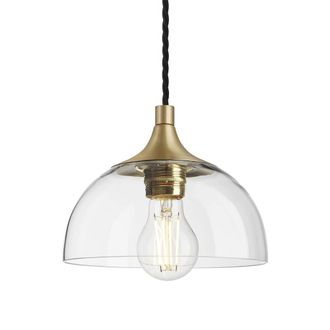 Industville Chelsea Clear Glass Dome Pendant - 8 Inch in Metallic Gold | Size: 8 inches