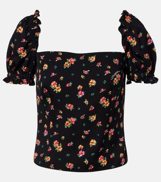 Dolce & Gabbana Floral silk-blend charmeuse top