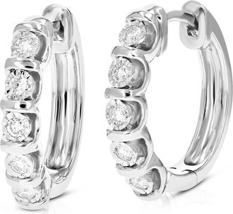 Vir Jewels 1/4 cttw Lab Grown Diamond Hoops Earrings in Sterling Silver With Hidden Post For Women