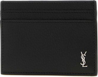 Saint Laurent Mens Leather Card Case Black Calf Cases