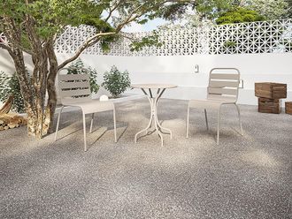 Vente-Unique Sala da pranzo da giardino un tavolo D.60 cm e 2 sedie impilabili in Metallo Beige - MIRMANDE di MYLIA