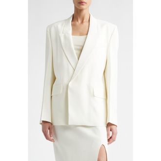 Victoria Beckham Double Breasted Tailored Jacket in Ivory at Nordstrom, Size 10 Us