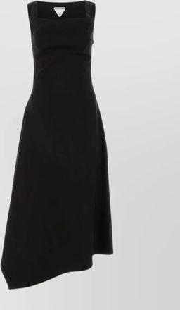 Bottega Veneta cotton dress with asymmetric hem and boat neck