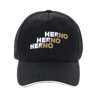 Herno Stijlvolle Zwarte Baseballpet - Heren - Petten - Zwart - S - Katoen - Accessoires