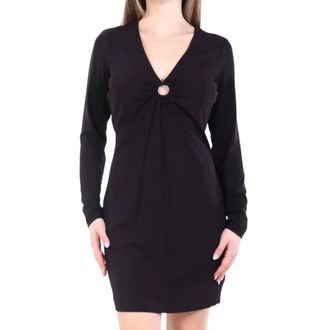 Michael Kors Stretch Matte Jersey Keyhole Jurk - Dames - Korte kleedjes - Zwart - S - Polyester - Kleedjes