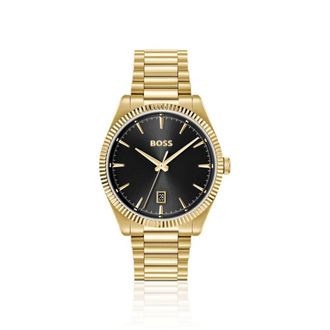 BOSS Cheswick gold-tone watch with fluted bezel