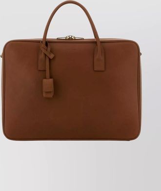 Saint Laurent leather briefcase featuring gold-tone hardware