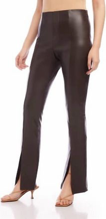 Fifteen Twenty Faux Leather Front Slit Pants In Brown