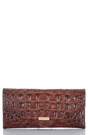 Brahmin Veronica Melbourne Croc Embossed Leather Envelope Wallet in Pecan at Nordstrom
