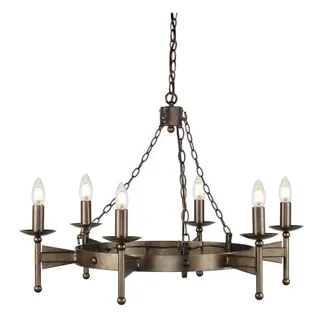 Netlighting Cromwell 6 Light Chandelier Old Bronze Finish E14 in Brown
