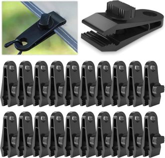 OEM Paquete De 20 Clips Para Tiendas De Campa&ntilde;a, Aptos Para Tiendas De Campa&ntilde;a Ajustables, Clips De Fijaci&oacute;n Negros, Clips De Pl&aacute;stico Para Toldos, Que Ta
