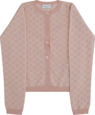 Gucci Wool Cardigan For Girl Pale Rose-White Rose/white Sweater