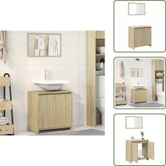 vidaXL The Living Store Set Mobili da Bagno 2 pz Rovere Sonoma in Legno Multistrato - Set di arredamento da bagno
