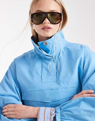 Asos Giacca a vento in popeline effetto carta in coordinato-Blu