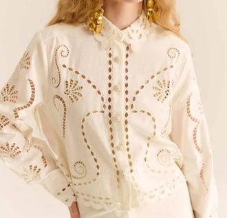 Carolina K Lizz Embroidery Jacket In Off White