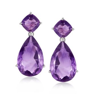 Ross-Simons Amethyst Drop Earrings in Sterling Silver