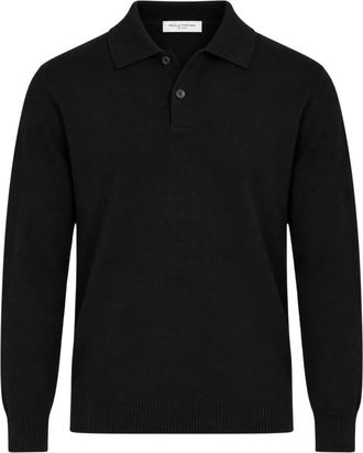 Paolo Pecora Merino Polo met lange mouwen - Heren - Polos - Zwart - S - Wol - Tops