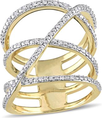 Mimi & Max 1/5ct TDW Diamond Crossover Wrap Ring Yellow Silver