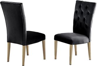 Best Master Furniture Tyrion Black Tufted Velvet Side Chairs in Brushed Gold (Set of 2)