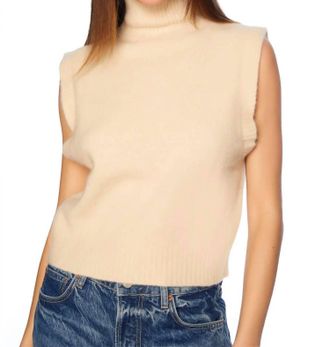 Susana Monaco Mock Sleeveless Sweater In Belgian Creme