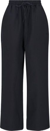 Yohji Yamamoto Straight Leg Pants With Elastic Waist And Drawstring Closure