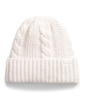 The North Face Womens Oh Mega Beanie Hat, White Dune, One Size