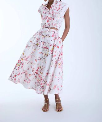 Karina Grimaldi Lola Print Top In White Summer Whisper