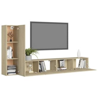 Berkfield Home Practical 3 Piece TV Cabinet Set Sonoma Oak Engineered Wood in Light Brown