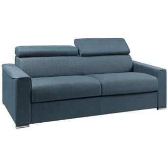 Vente-Unique Vente-unique - Divano letto 4 posti ribalta doghe larghe memory foam - Letto: 160 cm x 22 cm Tessuto Blu - vizir
