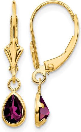 Diamond2Deal 14k Yellow Gold 6x4mm Rhodolite Garnet Stud Earrings