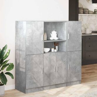 Berkfield Home Durable 3 Piece Kitchen Cabinet Set Concrete Grey Engineered Wood