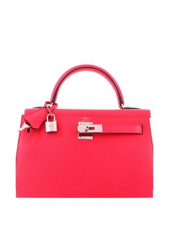 Herm&egrave;s Borsa a mano Kelly 28 in pelle Madame con dettagli in palladio e tracolla - Rosa