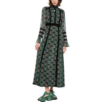 Anna Sui Cameo Stripe Print Maxi Dress in Clover at Nordstrom, Size 4